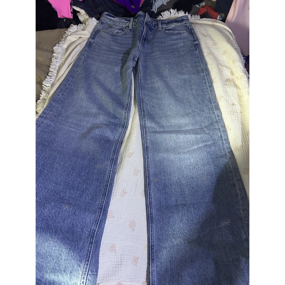 Lucky‎ Embroidered Bow Flare Jeans Womens Size 4 27R Low Rise Blue Sienna New